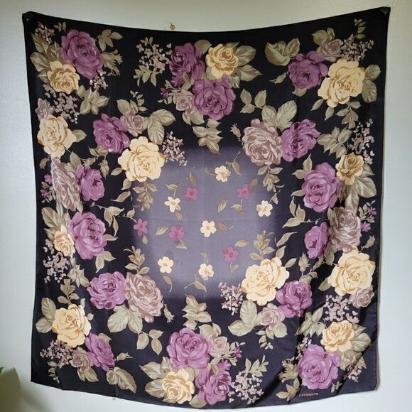 EUC VINTAGE LIZ CLAIBORNE FLORAL 100% SILK HANKY - Picture 5 of 10